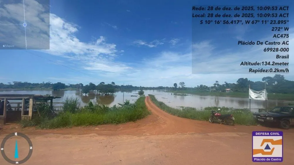 Em decorrência das enchentes, Governo do Acre decreta situação de emergência em Plácido de Castro