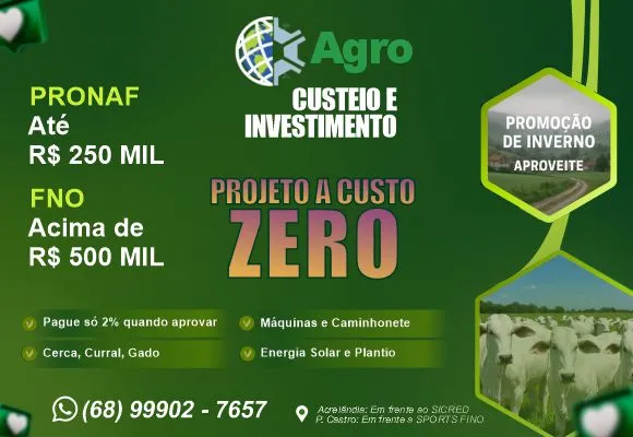 Agro - Custeio e Investimentos disponibiliza projetos de financiamento rural de R$ 250 mil à R$ 500 mil; confira condições