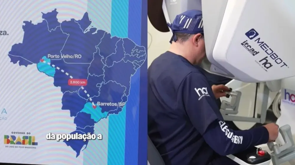 Procedimento conectou, em tempo real, as unidades em Porto Velho (RO) e Barretos (SP) • Reprodução/@mincomunicacoes