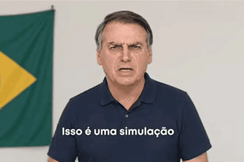 Frame do vídeo gerado por IA exibido na convenção do PL / Crédito: Reprodução