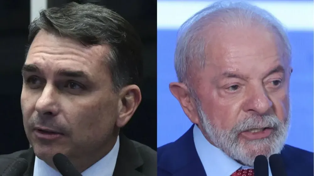 O senador Flávio Bolsonaro (PL-RJ) e o presidente Luiz Inácio Lula da Silva (PT) • Agência Senado e Palácio do Planalto