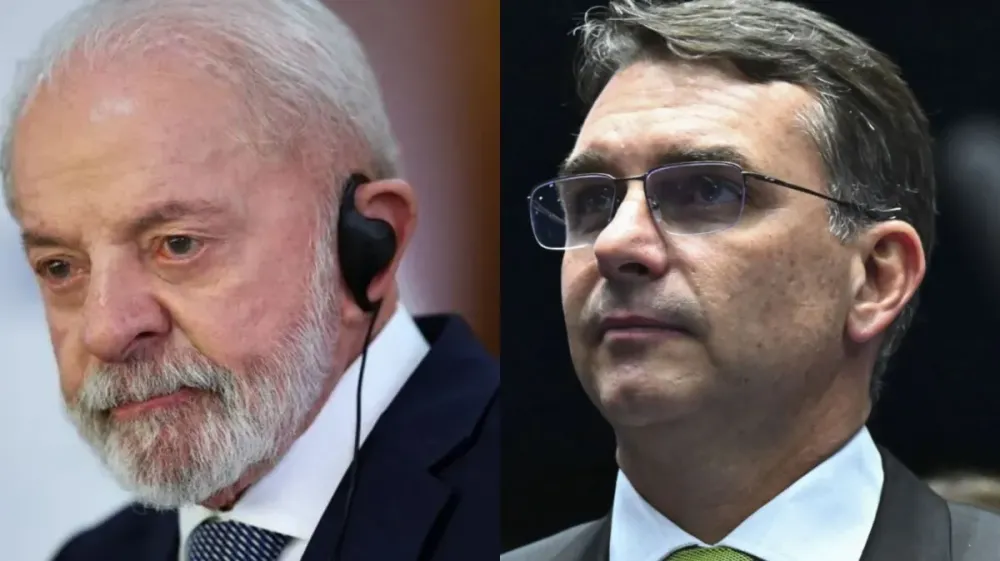 O presidente Luiz Inácio Lula da Silva à esquerda e o senador Flávio Bolsonaro à direita • Reprodução/montagem CNN