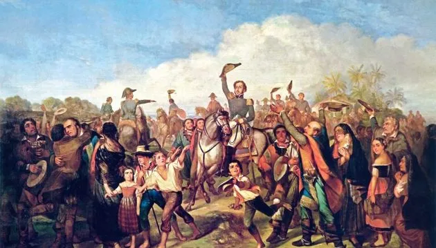 Reprodução artística do momento histórico da Independência do Brasil, com Dom Pedro às margens do Ipiranga, em representação ao 7 de Setembro de 1822 - Foto: Google Imagens.