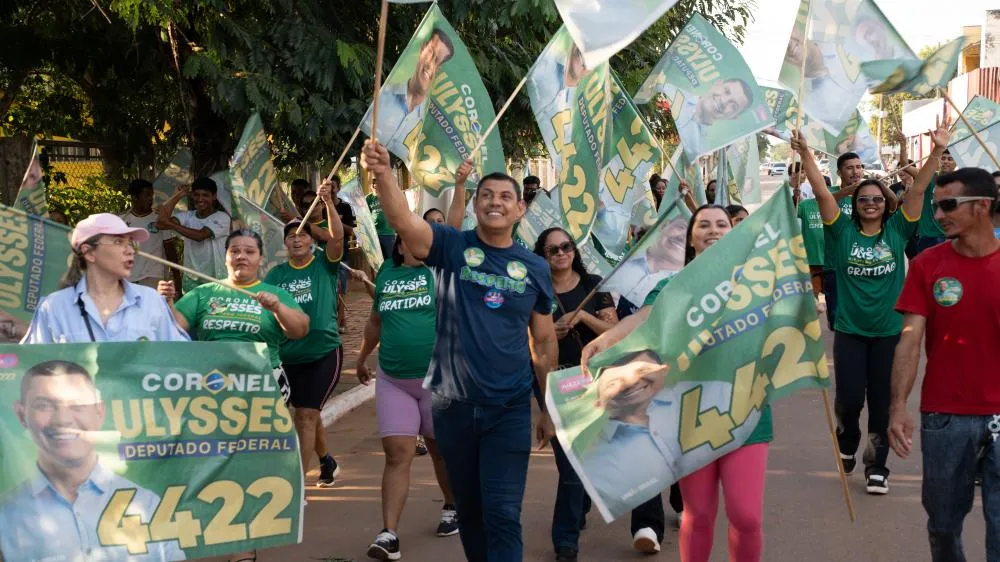 Coronel Ulysses durante a inauguração de seu comitê de campanha em Plácido de Castro, na Avenida Epitácio Pessoa, no centro do município - Foto: Assessoria.
