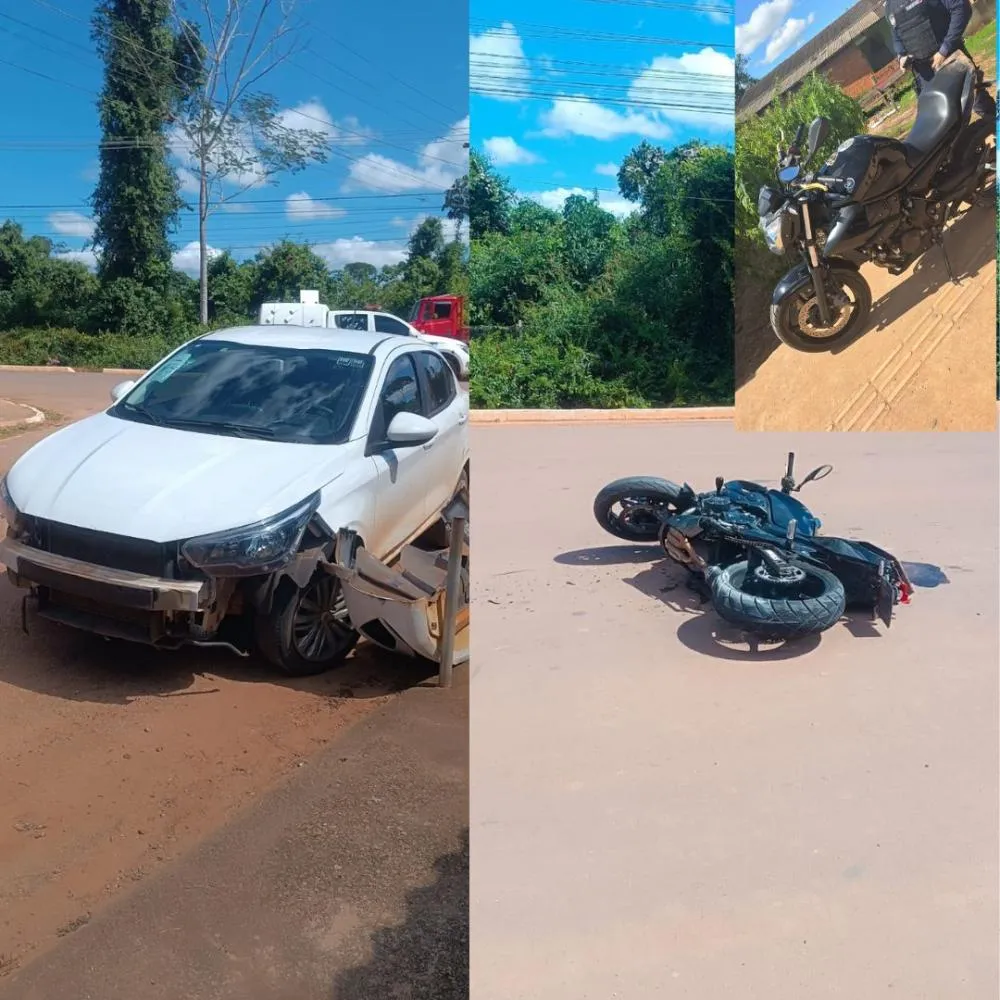 Motociclista colide contra veículo de professor, na entrada de travessa, na Rodovia AC-40, próximo ao Sesc, em Plácido de Castro